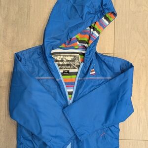 Rothschild Kids' Bright Blue Hooded Raincoat with Striped Lining
